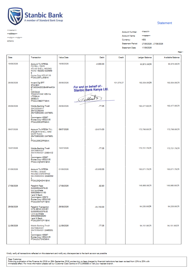 STANBIC BANK STATEMENT Preview